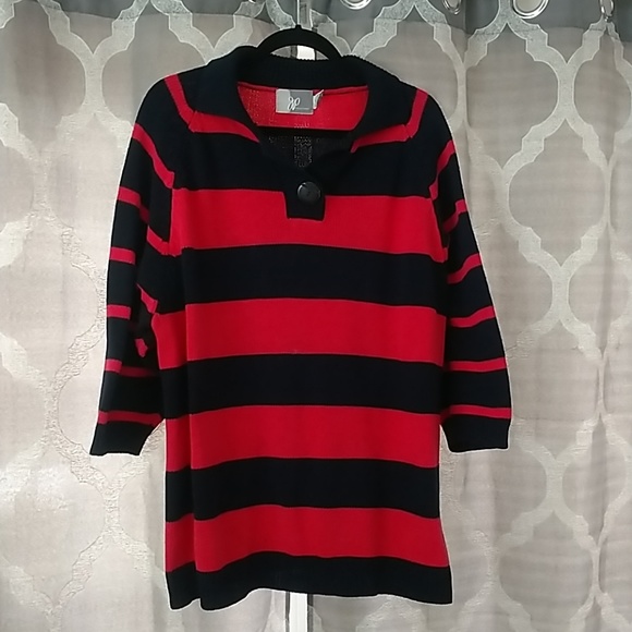 JP Collections OS Striped Sweater - Picture 1 of 6